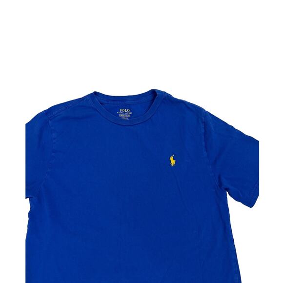 Polo Ralph Lauren Blue Short Sleeve Shirt Yellow Logo Size Youth Large (14/16) - Picture 2 of 2